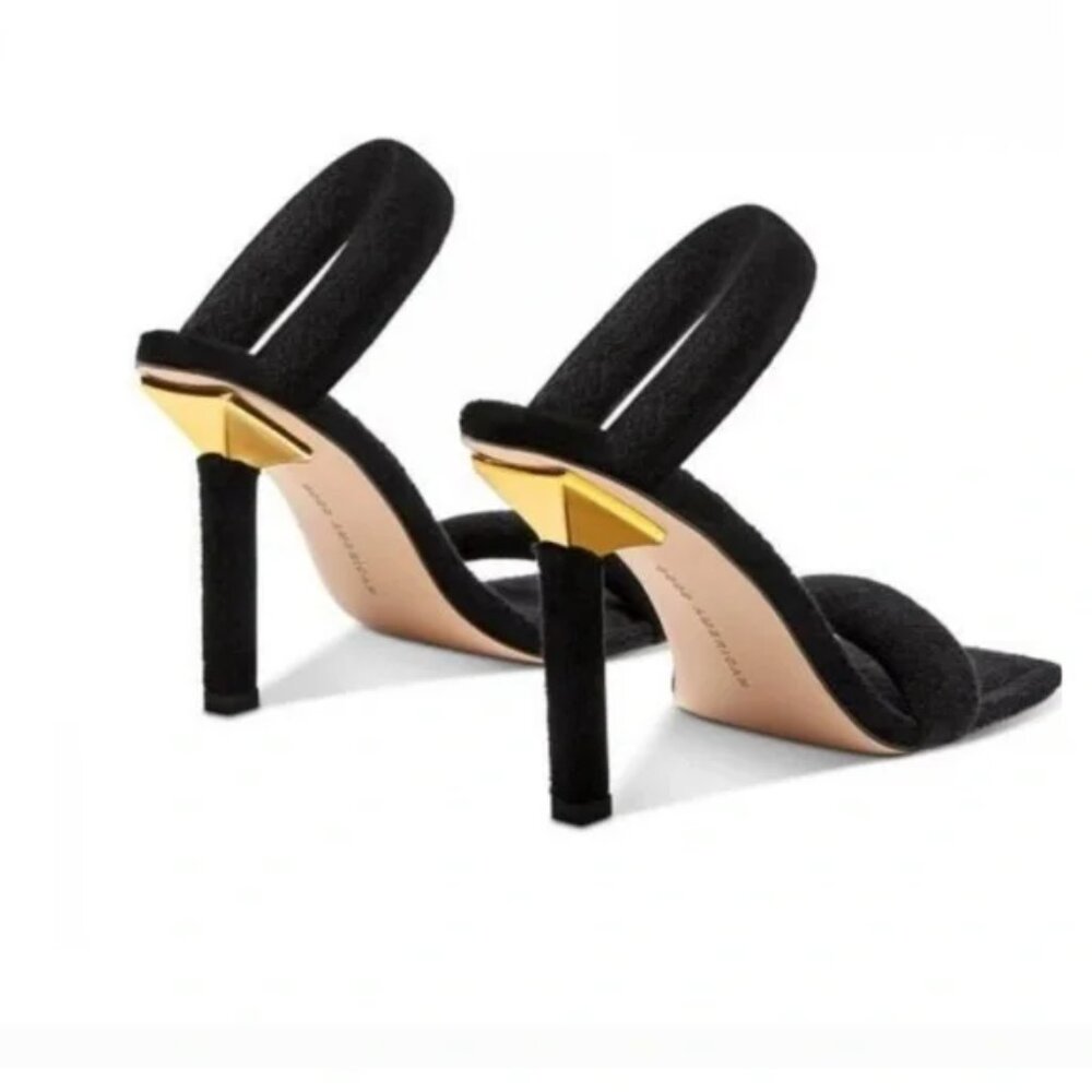 Good American Black Terry High Heels Sandals size 7 1/2 - Picture 2 of 10